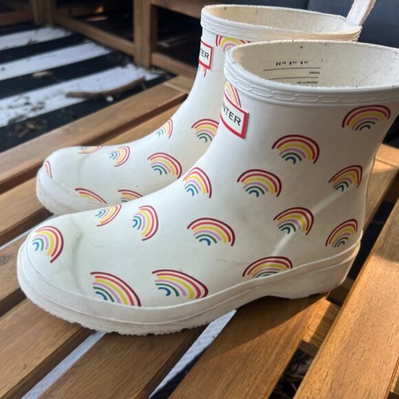 Hunter Rainbow-Patterned Short Rubber Rain Boots - Picture 1 of 9
